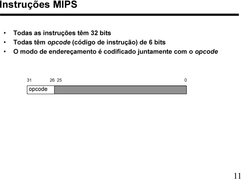 de 6 bits O modo de endereçamento é