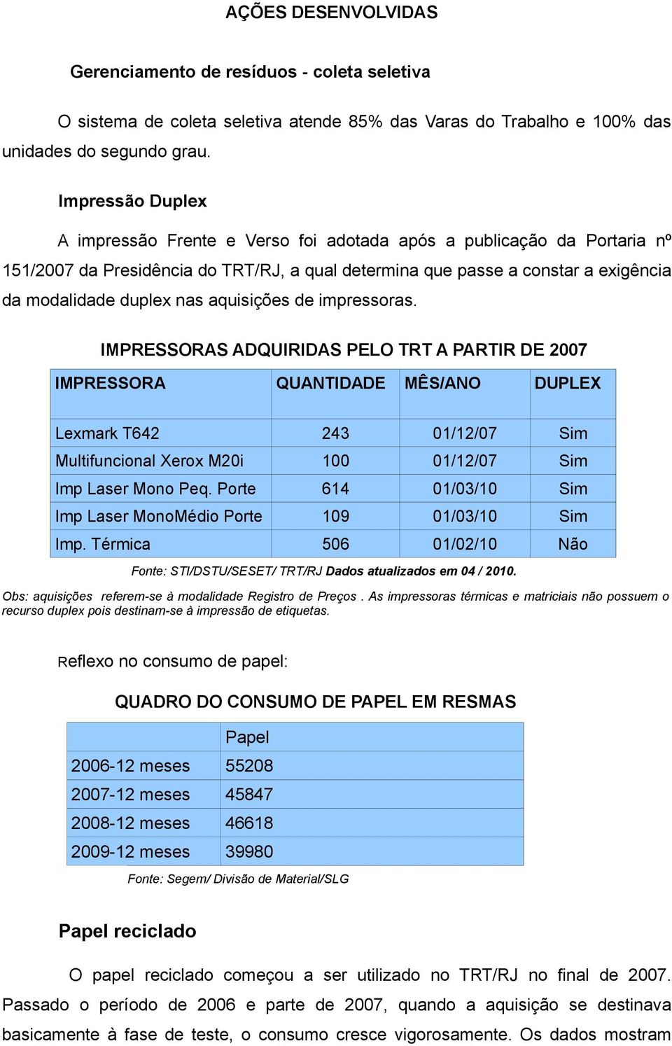 aquisições de impressoras.