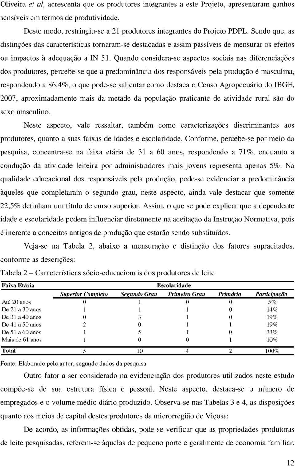 Sendo que, as distinções das características tornaram-se destacadas e assim passíveis de mensurar os efeitos ou impactos à adequação a IN 51.