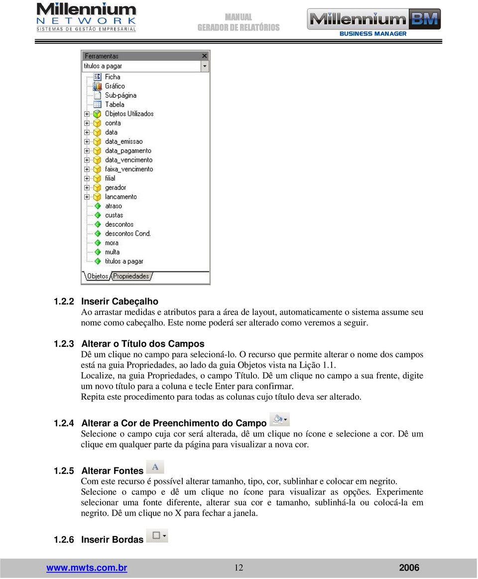 Dê um clique no campo a sua frente, digite um novo título para a coluna e tecle Enter para confirmar. Repita este procedimento para todas as colunas cujo título deva ser alterado. 1.2.