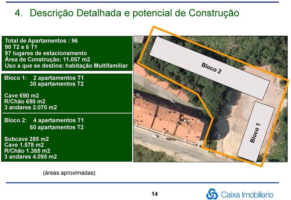 057 m2 Uso a que se destina: habitação Multifamiliar Bloco 1: 2 apartamentos T1 30 apartamentos T2 Cave