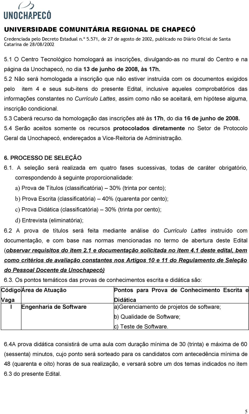 aceitará, em hipótese alguma, inscrição condicional. 5.