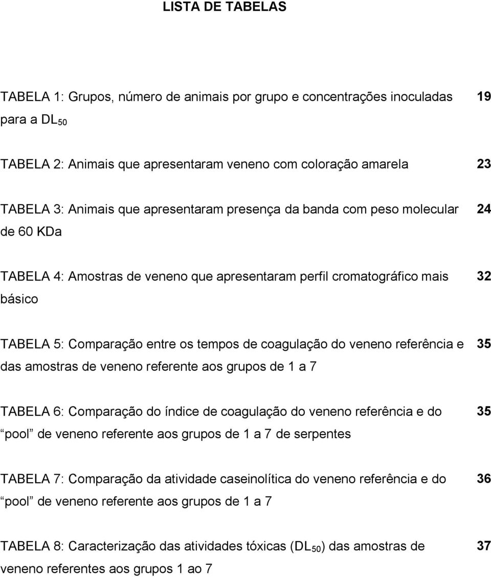 veneno referência e das amostras de veneno referente aos grupos de 1 a 7 35 TABELA 6: Comparação do índice de coagulação do veneno referência e do pool de veneno referente aos grupos de 1 a 7 de