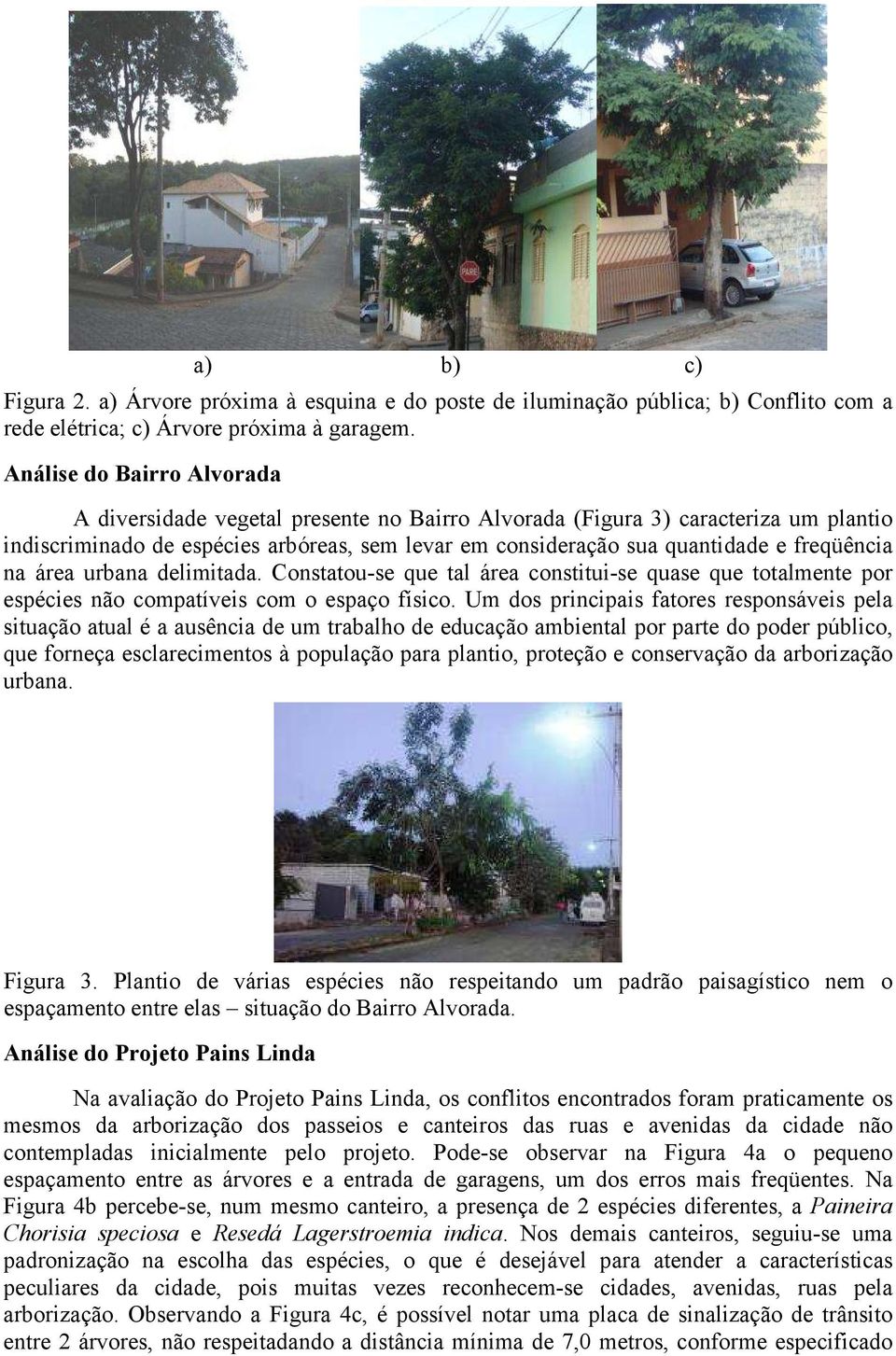 freqüência na área urbana delimitada. Constatou-se que tal área constitui-se quase que totalmente por espécies não compatíveis com o espaço físico.