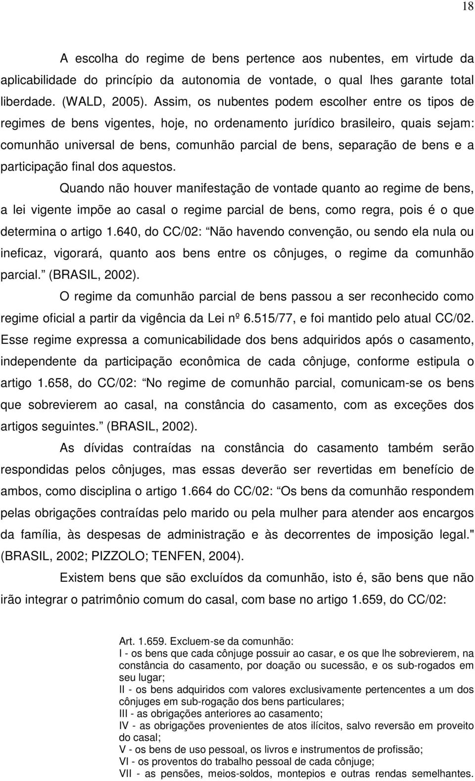 bens e a participação final dos aquestos.