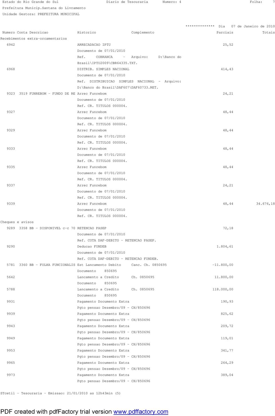 9323 3519 FUNREBOM - FUNDO DE RE Arrec Funrebom 24,21 9327 Arrec Funrebom 48,44 9329 Arrec Funrebom 48,44 9333 Arrec Funrebom 48,44 9335 Arrec Funrebom 48,44 9337 Arrec Funrebom 24,21 9339 Arrec