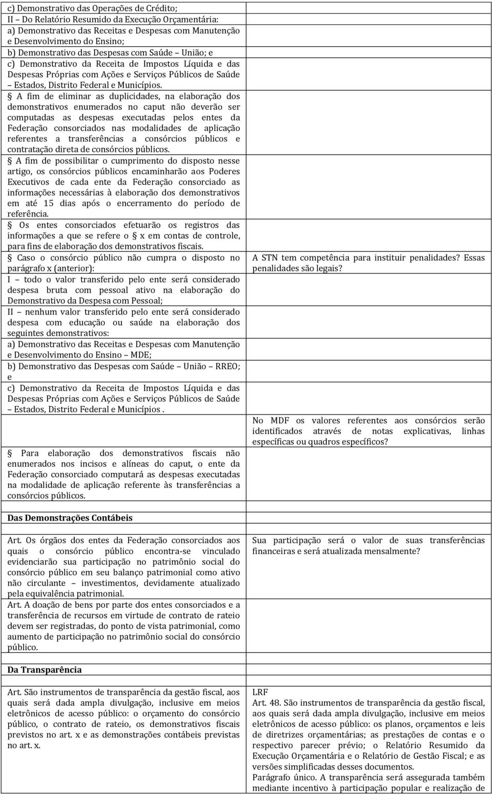 A fim de eliminar as duplicidades, na elaboração dos demonstrativos enumerados no caput não deverão ser computadas as despesas executadas pelos entes da Federação consorciados nas modalidades de