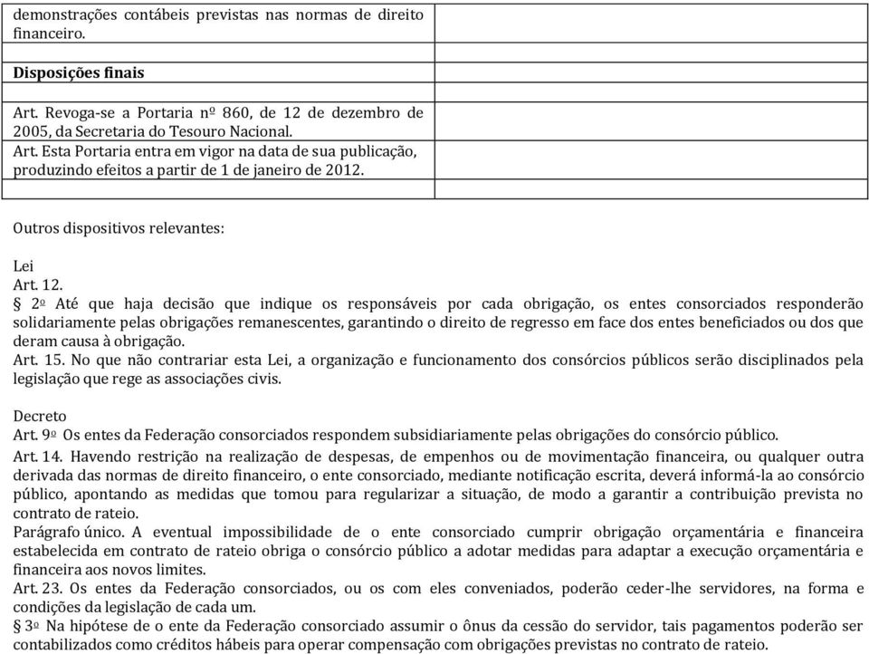 2 o Até que haja decisão que indique os responsáveis por cada obrigação, os entes consorciados responderão solidariamente pelas obrigações remanescentes, garantindo o direito de regresso em face dos