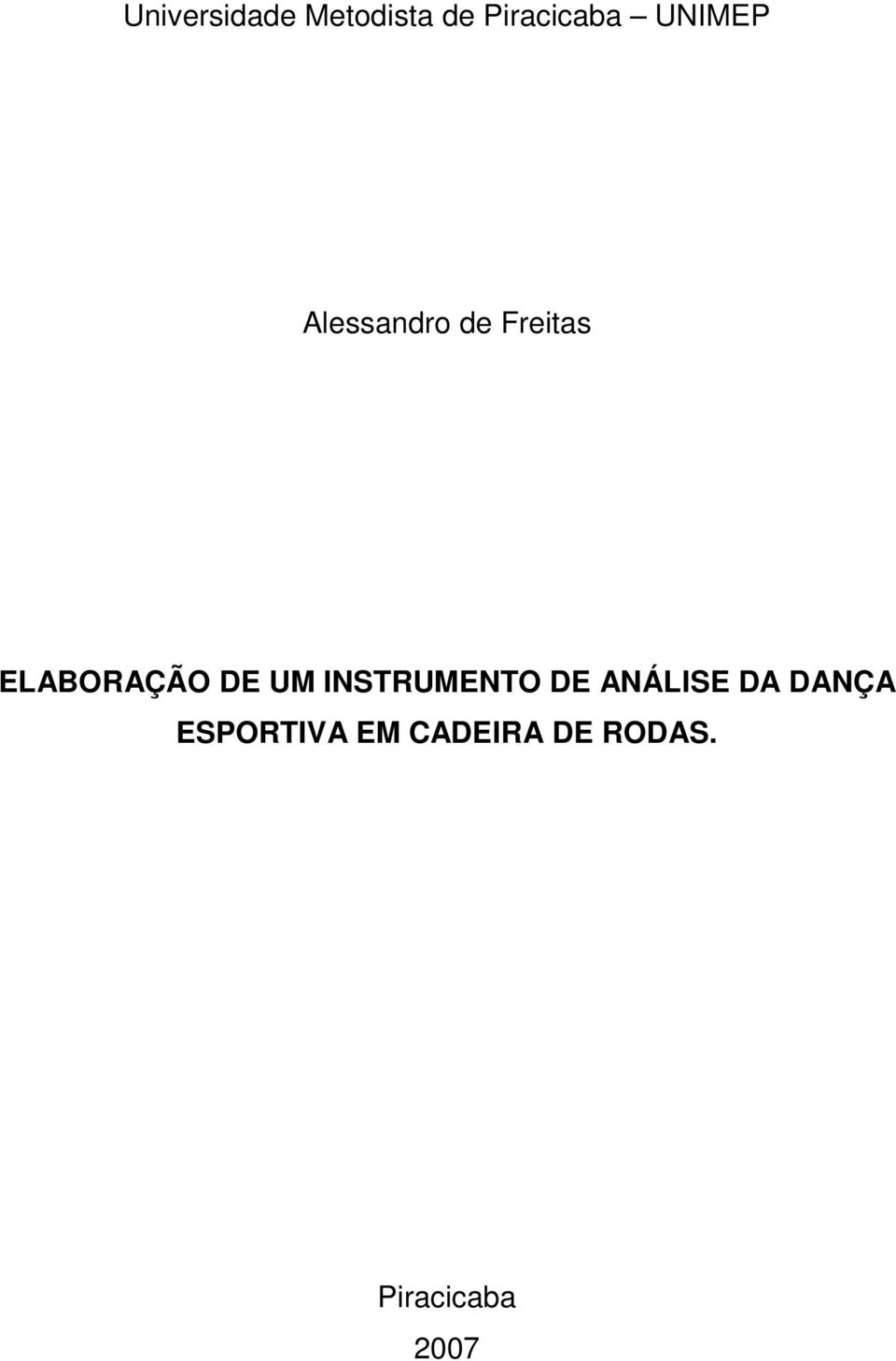 DE UM INSTRUMENTO DE ANÁLISE DA DANÇA