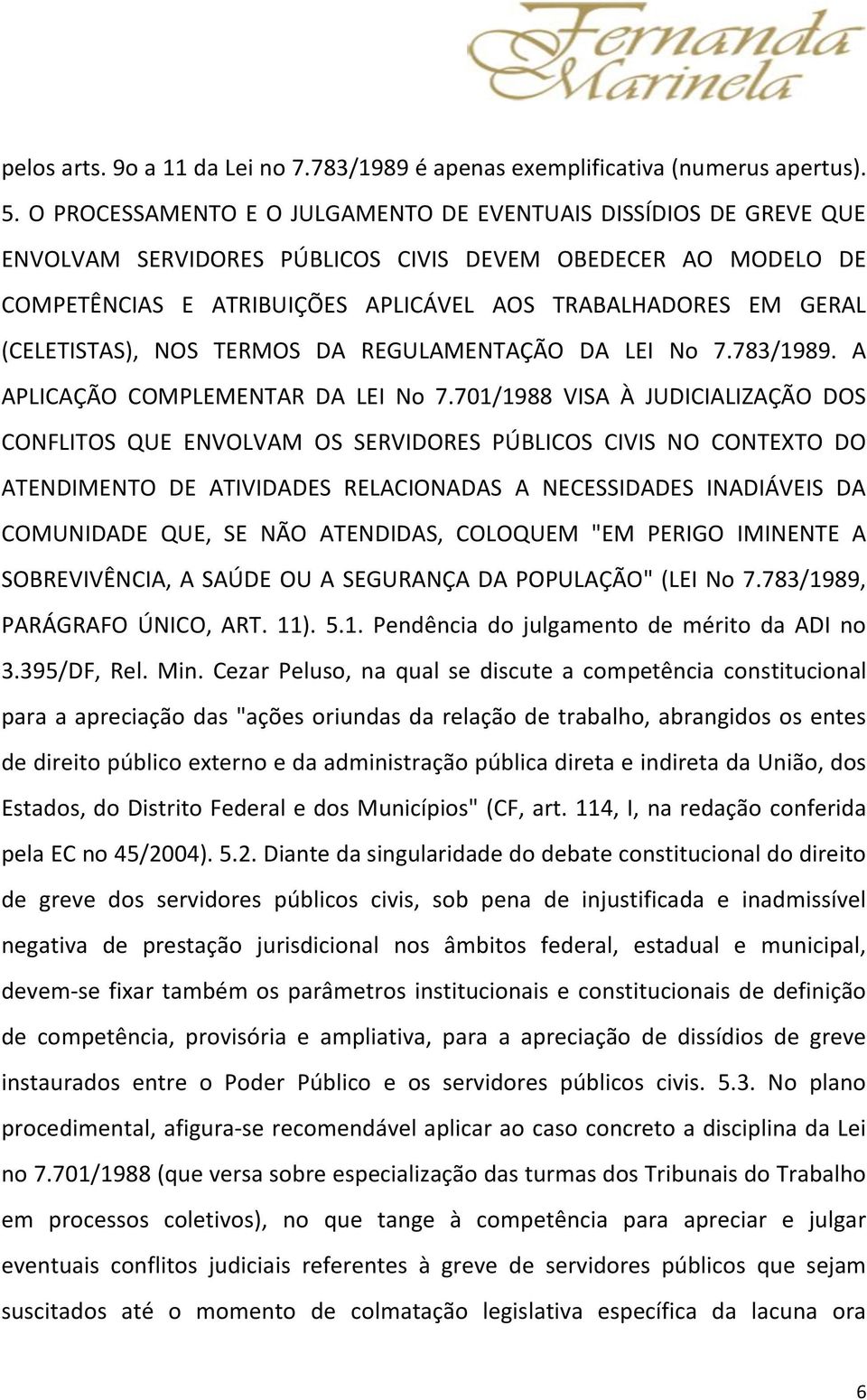 (CELETISTAS), NOS TERMOS DA REGULAMENTAÇÃO DA LEI No 7.783/1989. A APLICAÇÃO COMPLEMENTAR DA LEI No 7.