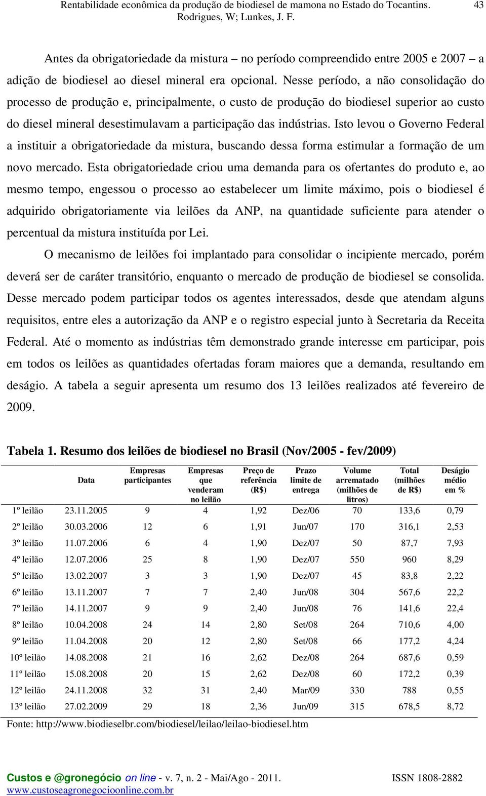 Isto levou o Governo Federal a instituir a obrigatoriedade da mistura, buscando dessa forma estimular a formação de um novo mercado.