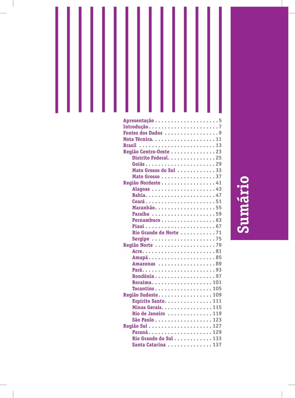 .. 71 Sergipe... 75 Região Norte... 79 Acre.... 81 Amapá.... 85 Amazonas... 89 Pará.... 93 Rondônia.... 97 Roraima.... 101 Tocantins.... 105 Região Sudeste.... 109 Espírito Santo.