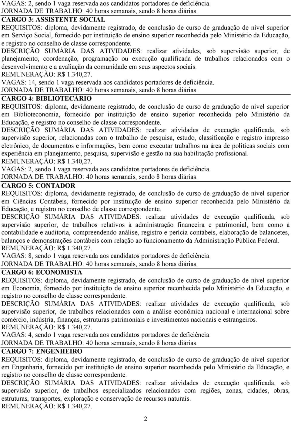 DESCRIÇÃO SUMÁRIA DAS ATIVIDADES: realizar atividades, sob supervisão superior, de planejamento, coordenação, programação ou execução qualificada de trabalhos relacionados com o desenvolvimento e a