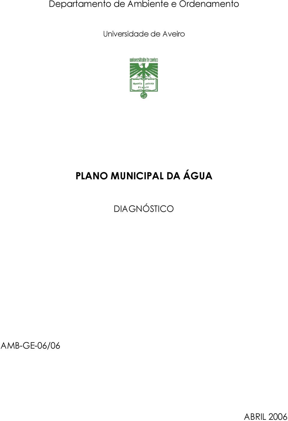 Aveiro PLANO MUNICIPAL DA ÁGUA