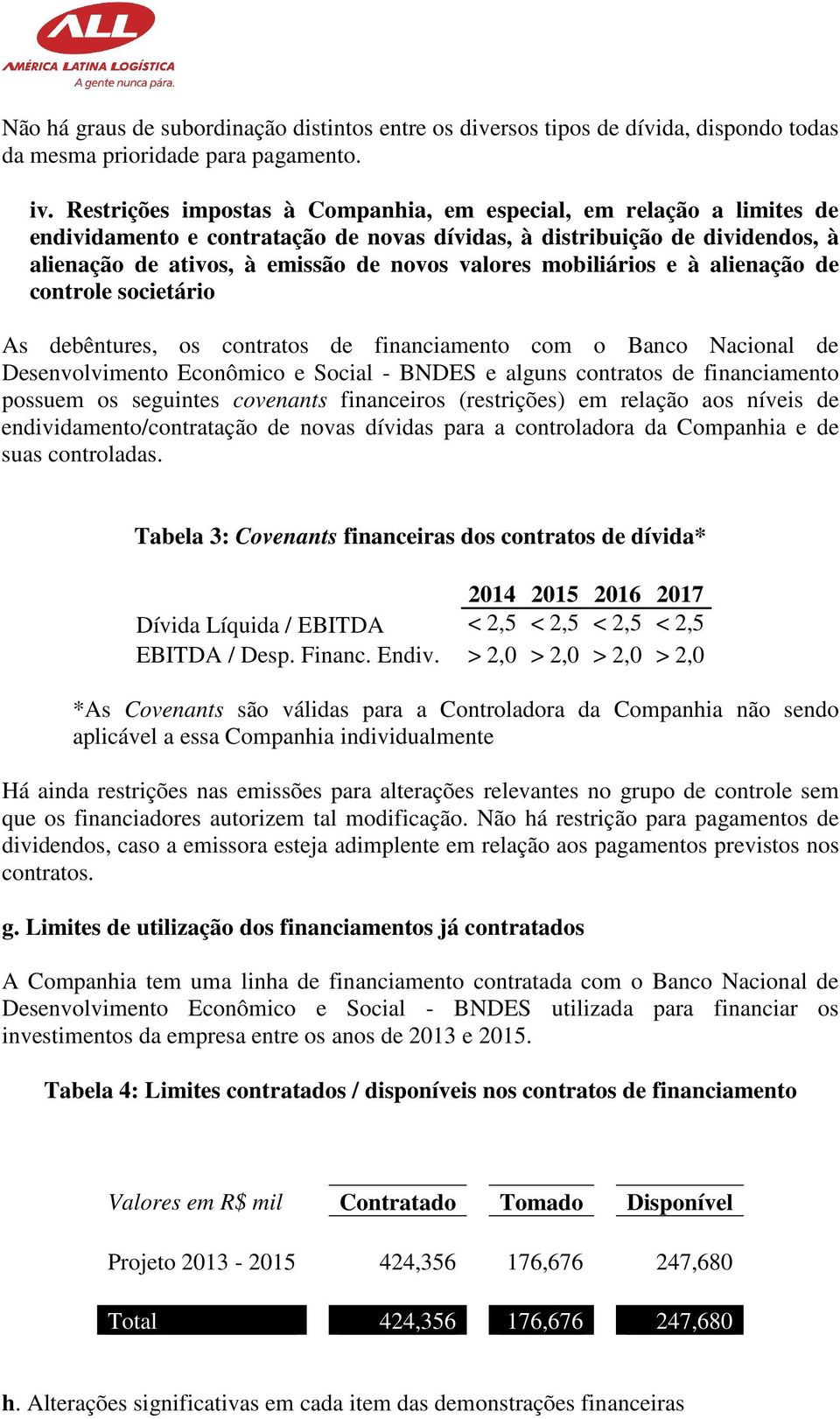 mobiliários e à alienação de controle societário As debêntures, os contratos de financiamento com o Banco Nacional de Desenvolvimento Econômico e Social - BNDES e alguns contratos de financiamento