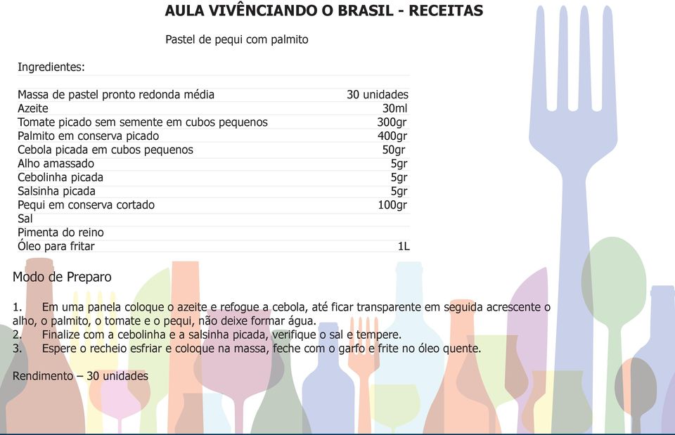 Em uma panela coloque o azeite e refogue a cebola, até ficar transparente em seguida acrescente o alho, o palmito, o tomate e o pequi, não deixe formar água. 2.