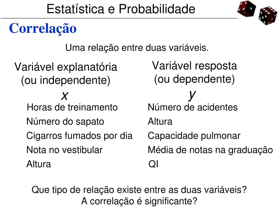 Horas de treinamento Número do sapato Cigarros fumados por dia Nota no vestibular Altura Variável