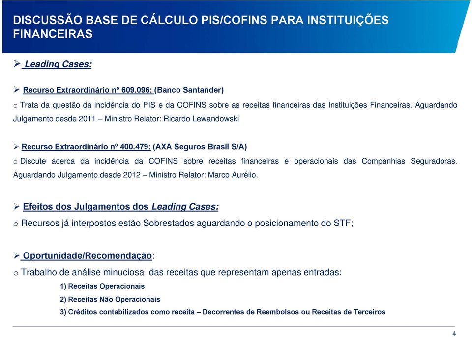 Aguardando Julgamento desde 2011 Ministro Relator: Ricardo Lewandowski Recurso Extraordinário nº 400.