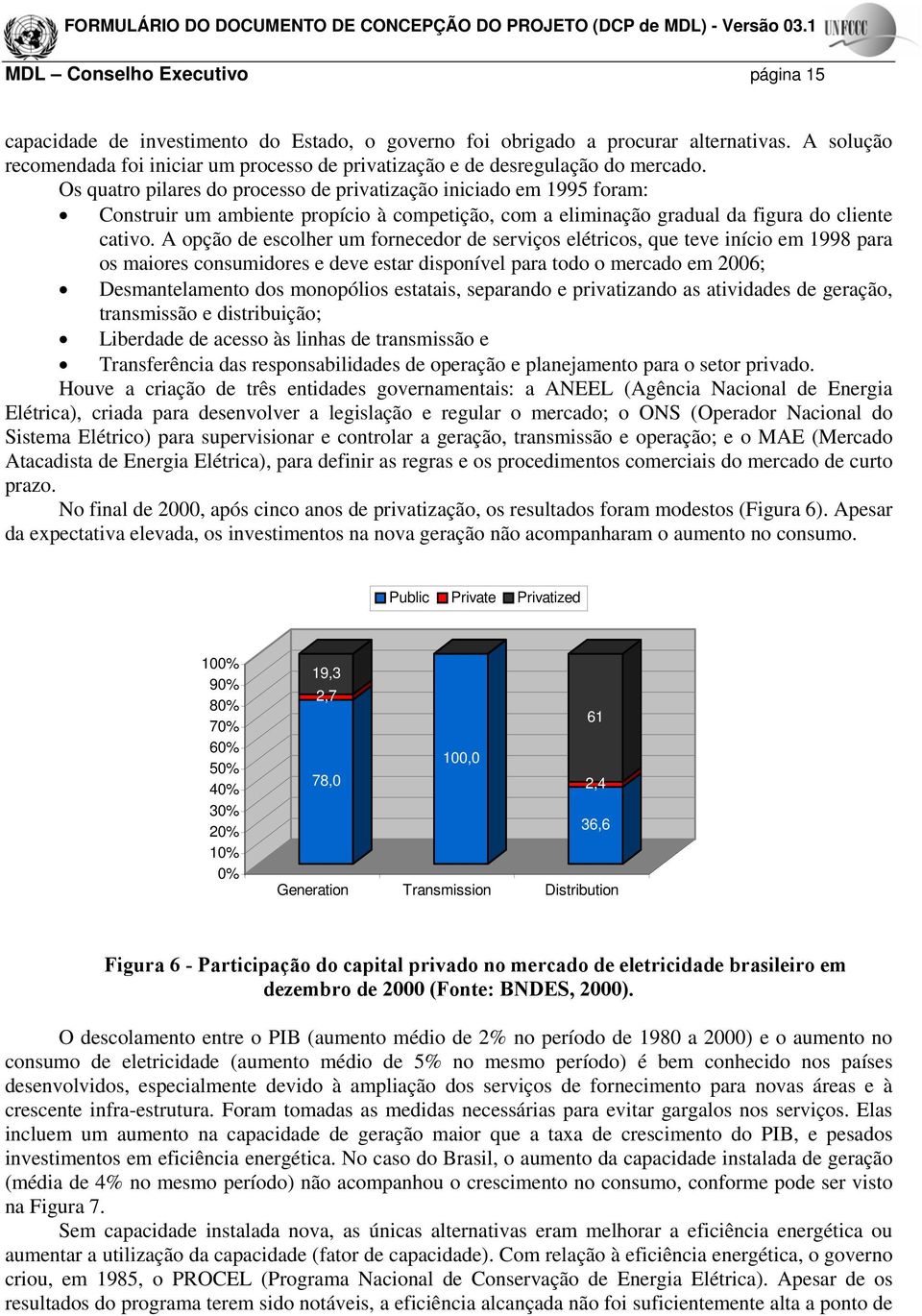 Os quatro pilares do processo de privatização iniciado em 1995 foram: Construir um ambiente propício à competição, com a eliminação gradual da figura do cliente cativo.