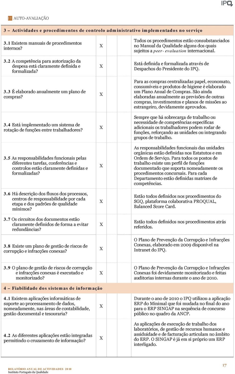 3.6 Há descrição dos fluxos dos processos, centros de responsabilidade por cada etapa e dos padrões de qualidade mínimos? 3.