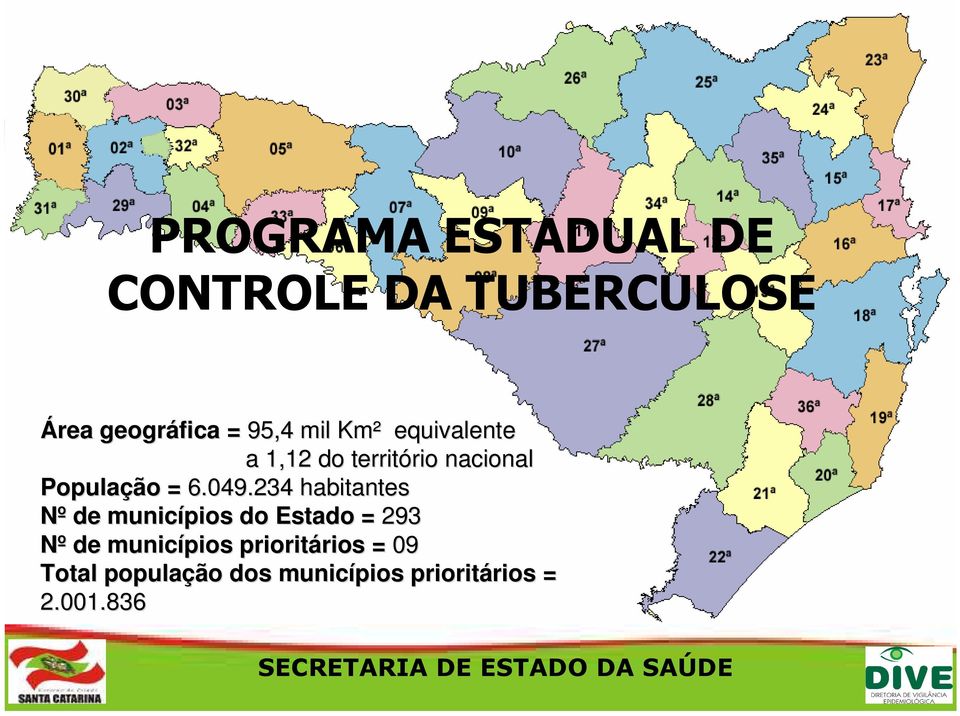 234 habitantes Nº de municípios do Estado = 293 Nº de municípios prioritários