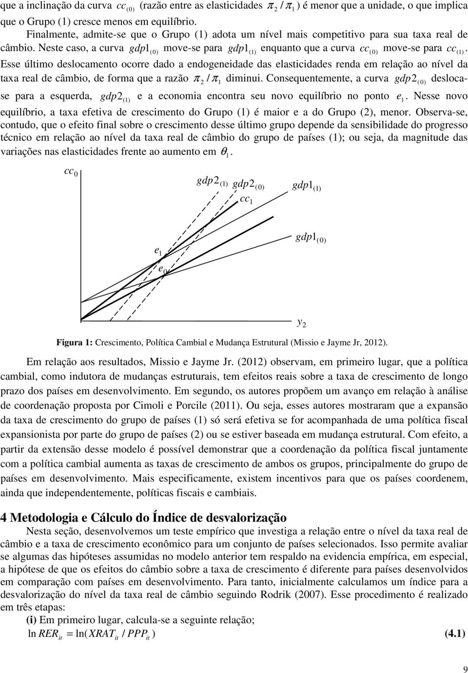 taxa real de câmbo, de forma que a razão / dmnu Consequentemente, a curva gdp 0 deslocase para a esquerda, gdp e a economa encontra seu novo equlíbro no ponto e Nesse novo equlíbro, a taxa efetva de