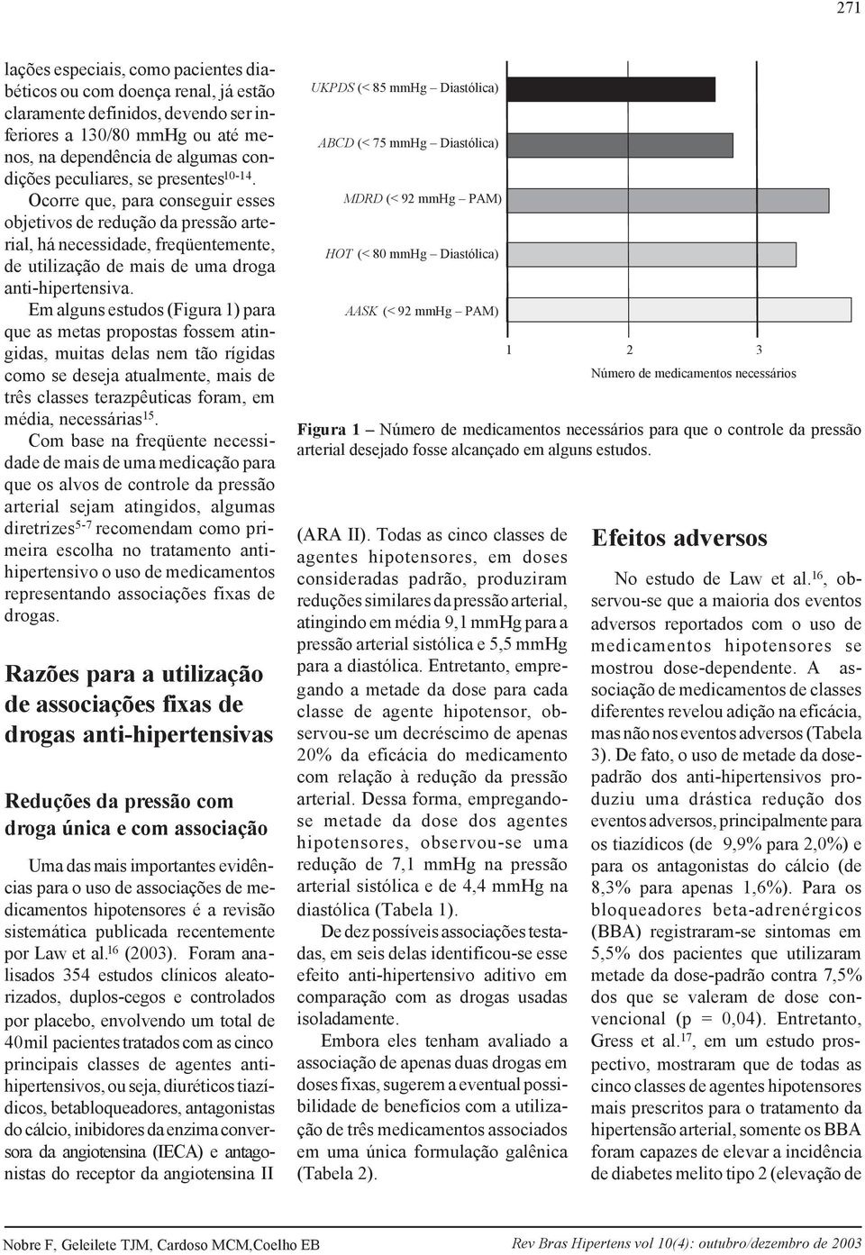 Em alguns estudos (Figura 1) para que as metas propostas fossem atingidas, muitas delas nem tão rígidas como se deseja atualmente, mais de três classes terazpêuticas foram, em média, necessárias 15.