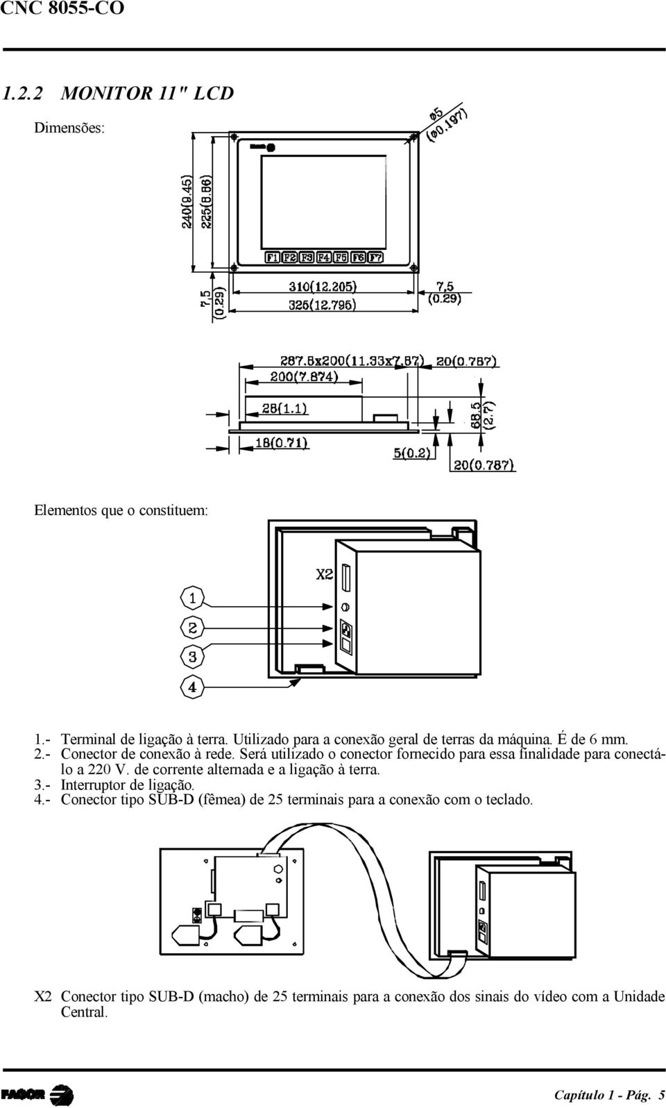 Será utilizado o conector fornecido para essa finalidade para conectálo a 220 V. de corrente alternada e a ligação à terra. 3.