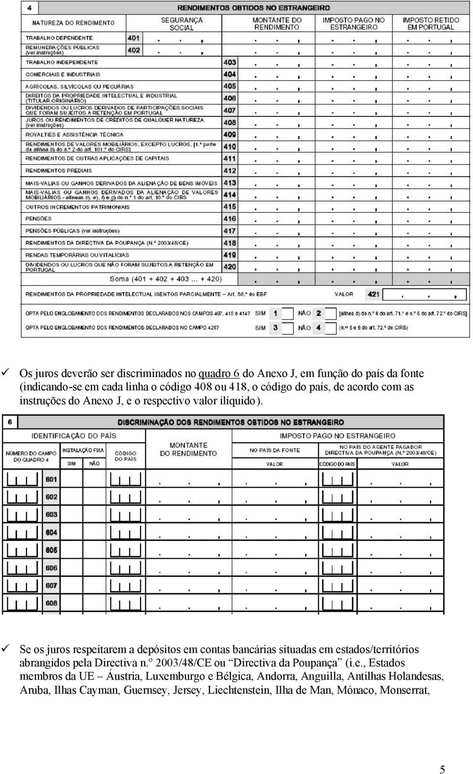 Se os juros respeitarem a depósitos em contas bancárias situadas em estados/territórios abrangidos pela Directiva n.