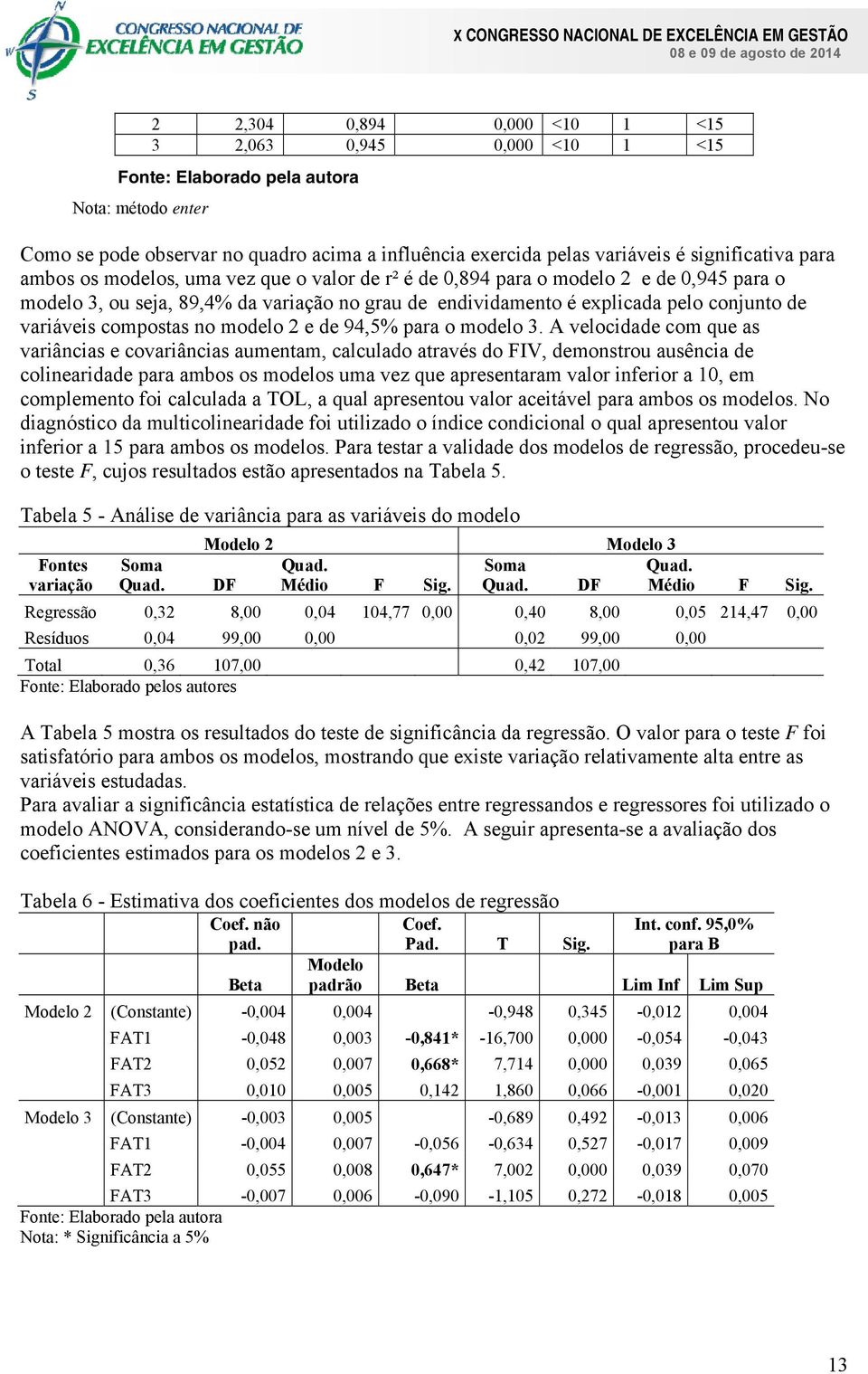 compostas no modelo 2 e de 94,5% para o modelo 3.