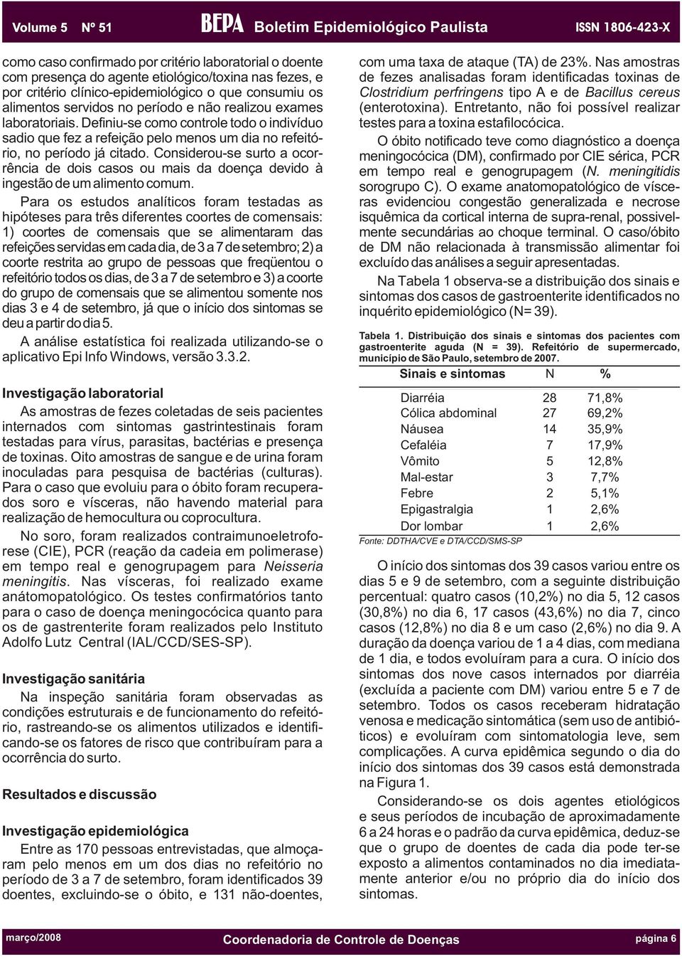 Considerou-se surto a ocorrência de dois casos ou mais da doença devido à ingestão de um alimento comum.