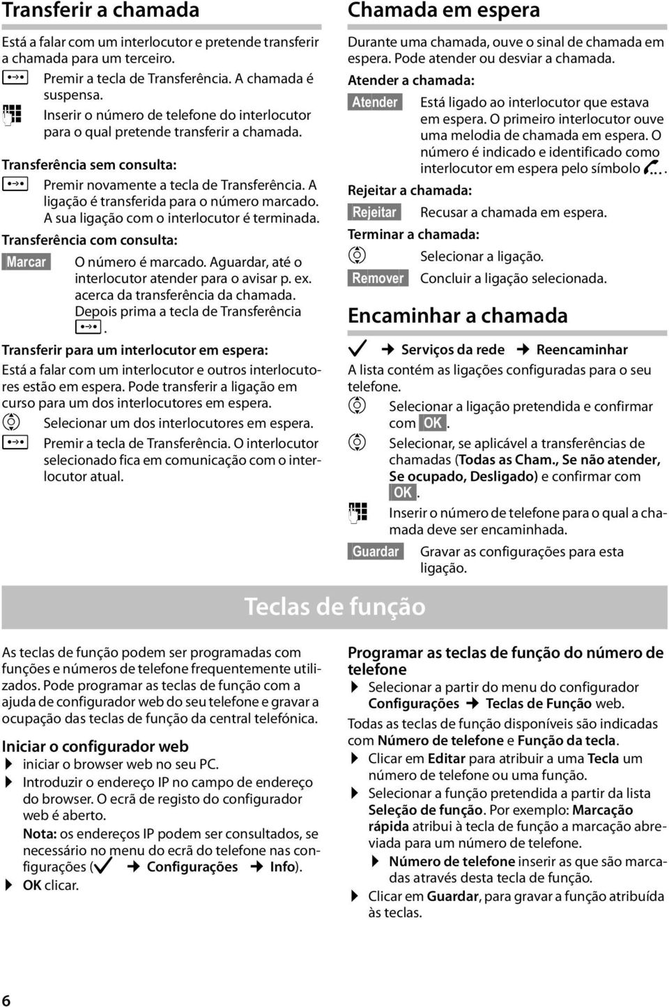 A ligação é transferida para o número marcado. A sua ligação com o interlocutor é terminada. ransferência com consulta: Marcar O número é marcado. Aguardar, até o interlocutor atender para o avisar p.