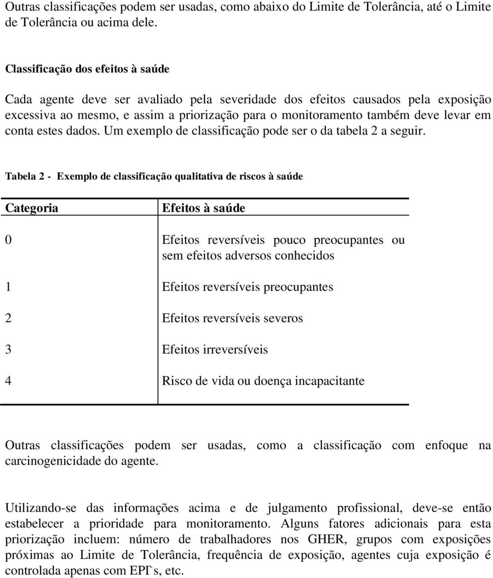 conta estes dados. Um exemplo de classificação pode ser o da tabela 2 a seguir.