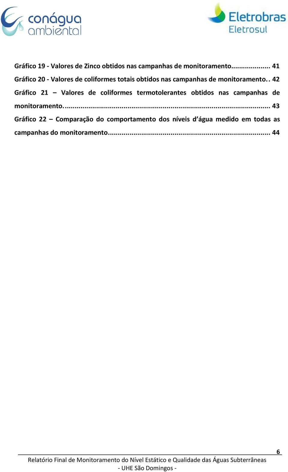 . 42 Gráfico 21 Valores de coliformes termotolerantes obtidos nas campanhas de monitoramento.