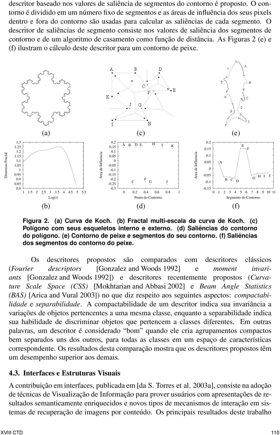 O descritor de saliências de segmento consiste nos valores de saliência dos segmentos de contorno e de um algoritmo de casamento como função de distância.