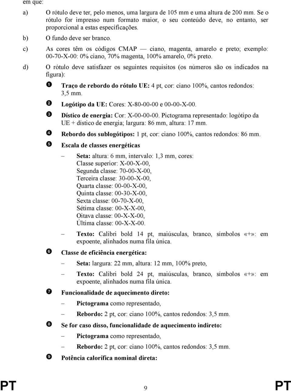 c) As cores têm os códigos CMAP ciano, magenta, amarelo e preto; exemplo: 00-70-X-00: 0% ciano, 70% magenta, 100% amarelo, 0% preto.