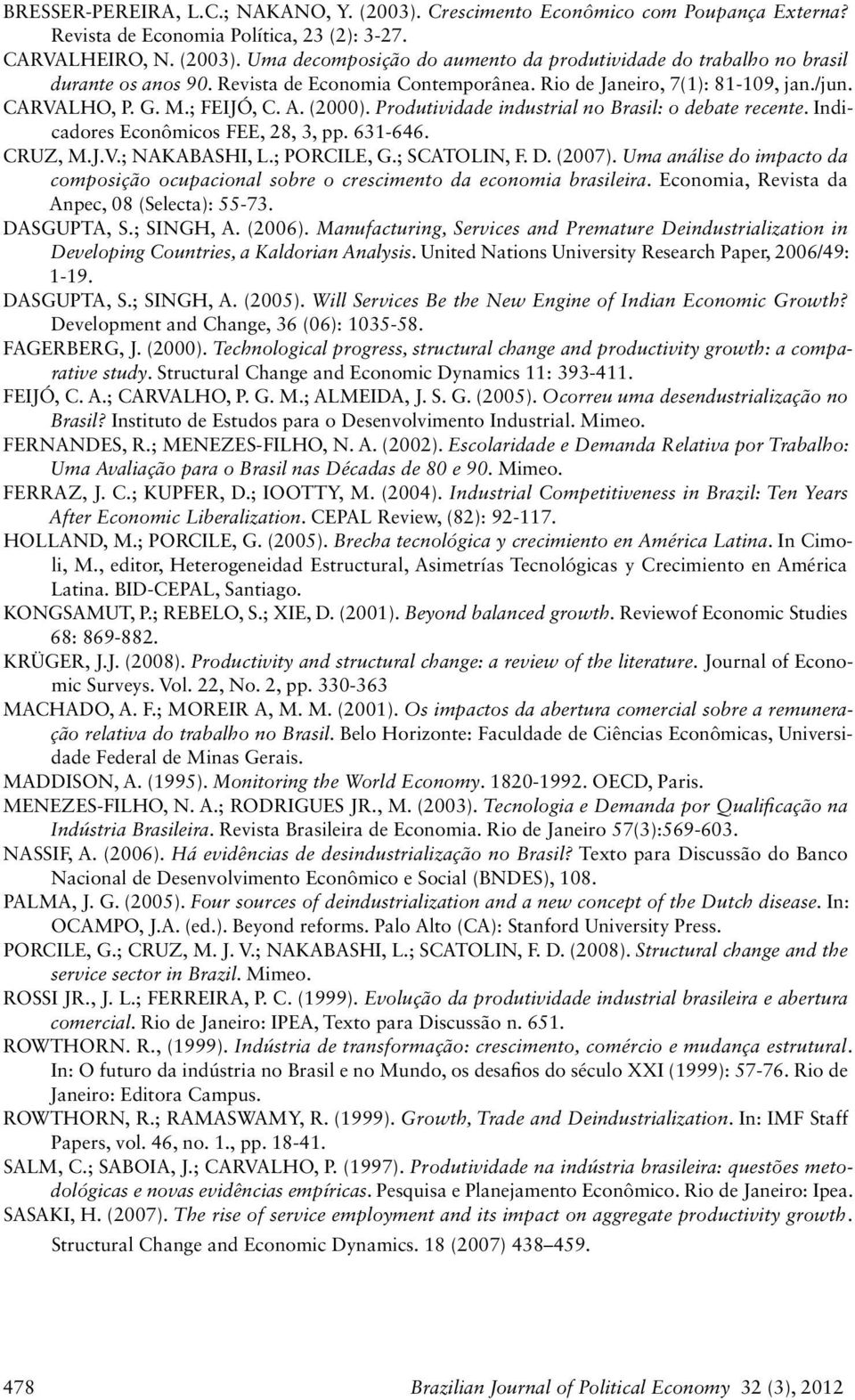 CRUZ, M.J.V.; NAKABASHI, L.; PORCILE, G.; SCATOLIN, F. D. (). Uma análise do impacto da composição ocupacional sobre o crescimento da economia brasileira. Economia, Revista da Anpec, 8 (Selecta): -.