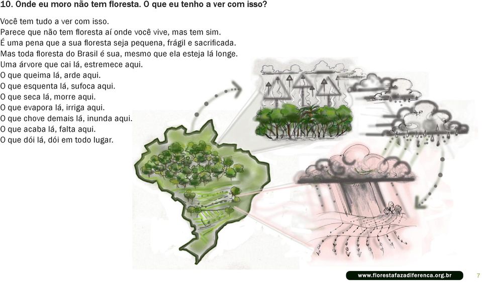 Mas toda floresta do Brasil é sua, mesmo que ela esteja lá longe. Uma árvore que cai lá, estremece aqui. O que queima lá, arde aqui.