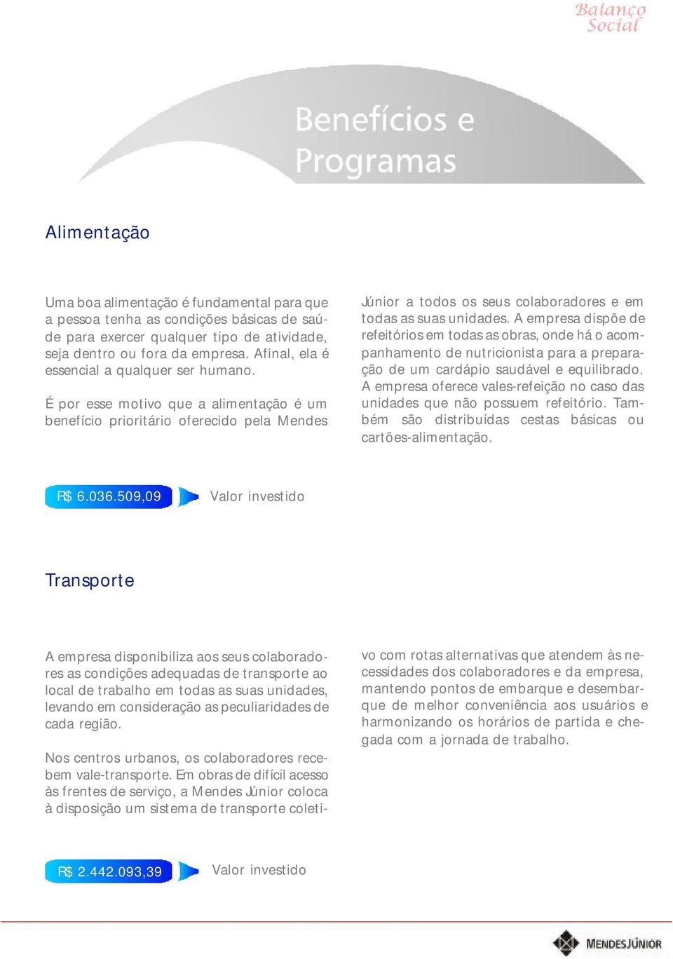 A empresa dispõe de refeitórios em todas as obras, onde há o acompanhamento de nutricionista para a preparação de um cardápio saudável e equilibrado.