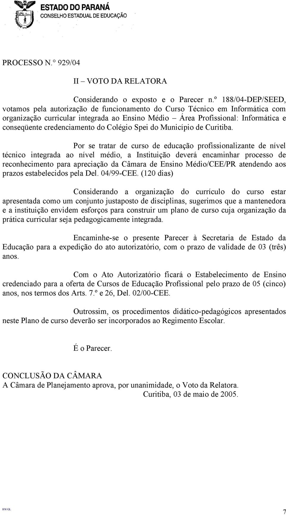 credenciamento do Colégio Spei do Município de Curitiba.