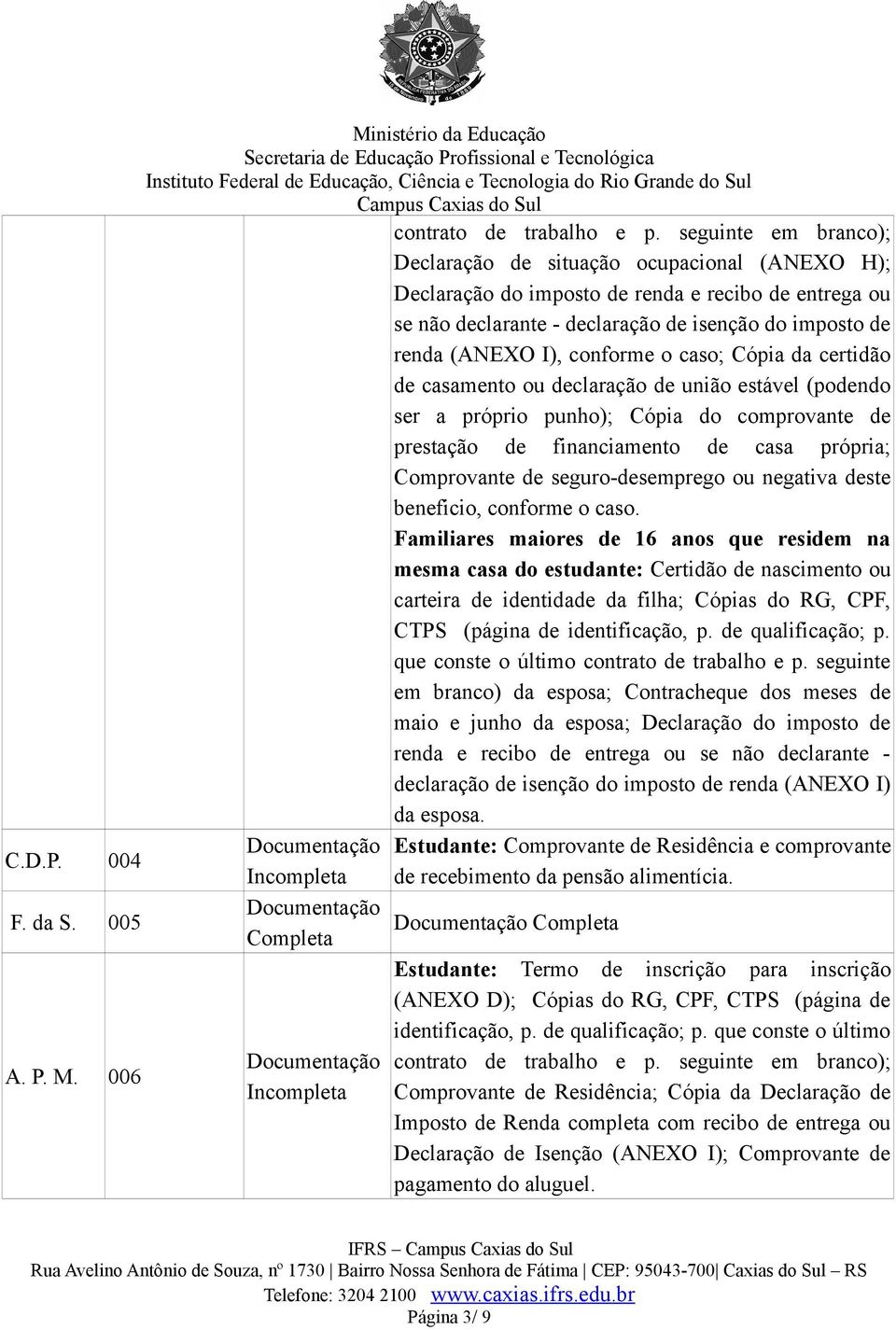 conforme o caso; Cópia da certidão de casamento ou declaração de união estável (podendo ser a próprio punho); Cópia do comprovante de prestação de financiamento de casa própria; Comprovante de