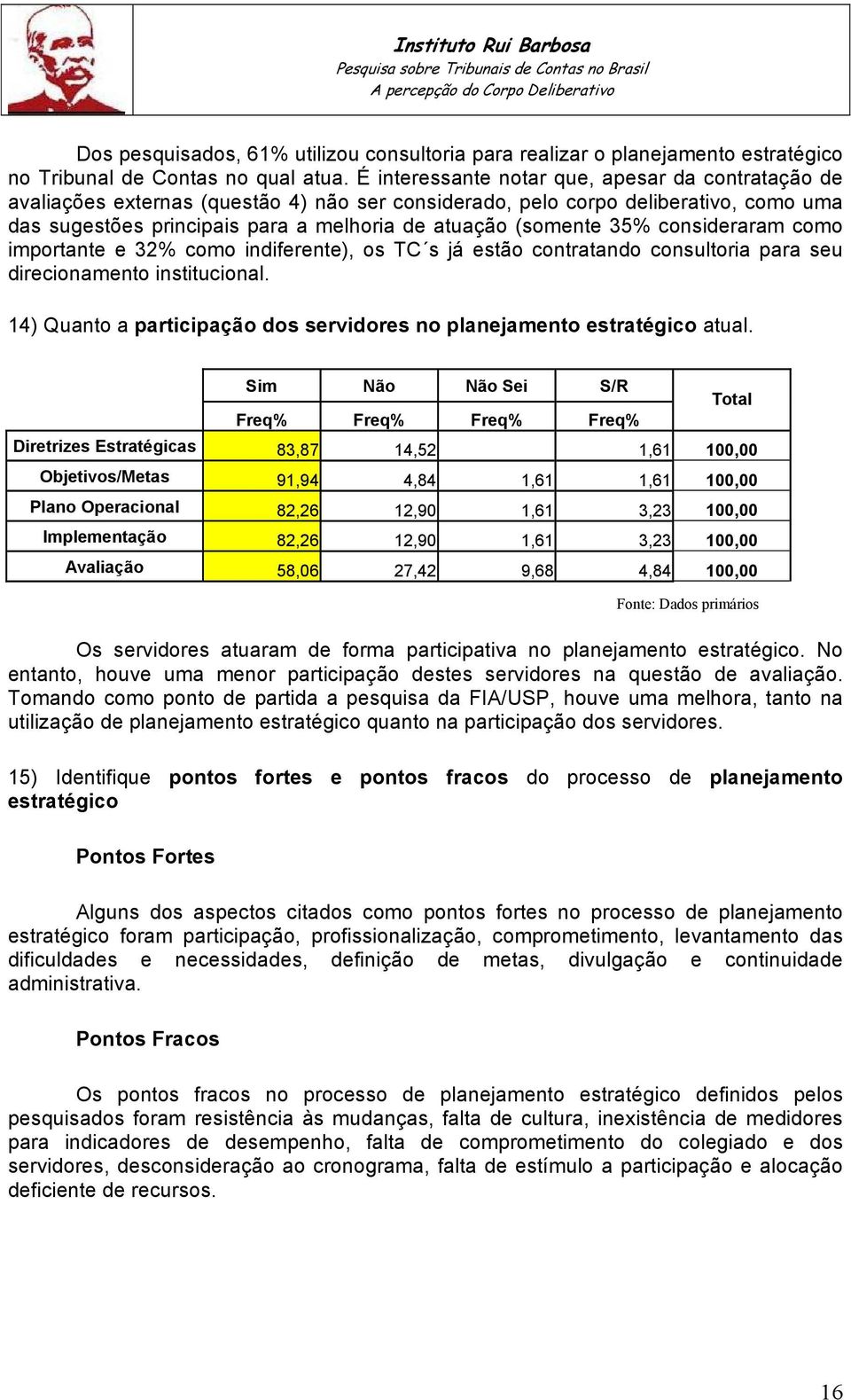 35% consideraram como importante e 32% como indiferente), os TC s já estão contratando consultoria para seu direcionamento institucional.