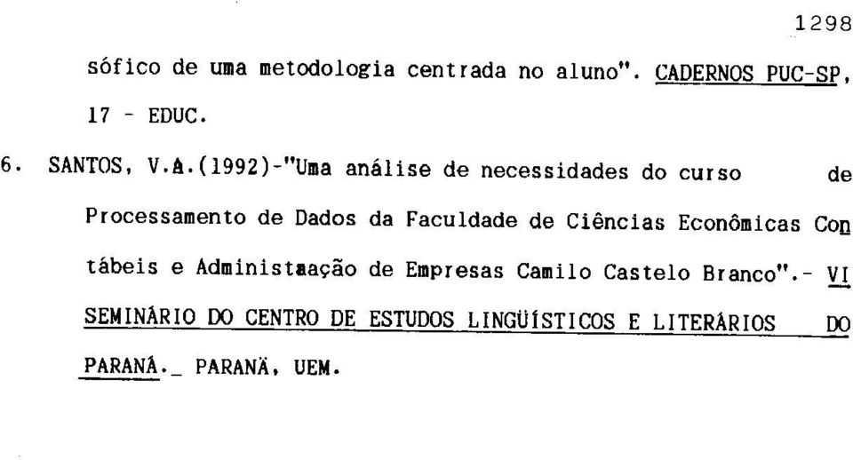 !.(1992)-"Uma analise de necessidades do curso de Processamento de Dados da Faculdade