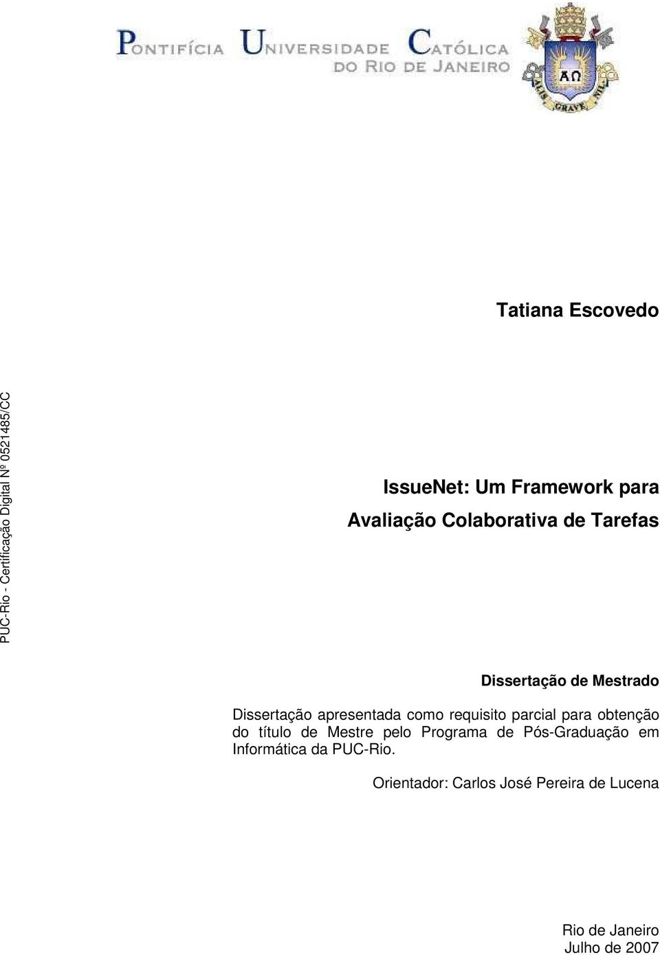 parcial para obtenção do título de Mestre pelo Programa de Pós-Graduação em