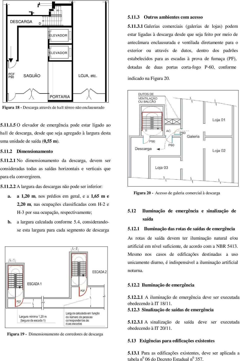 1 Galerias comerciais (galerias de lojas) podem estar ligadas à descarga desde que seja feito por meio de antecâmara enclausurada e ventilada diretamente para o exterior ou através de dutos, dentro