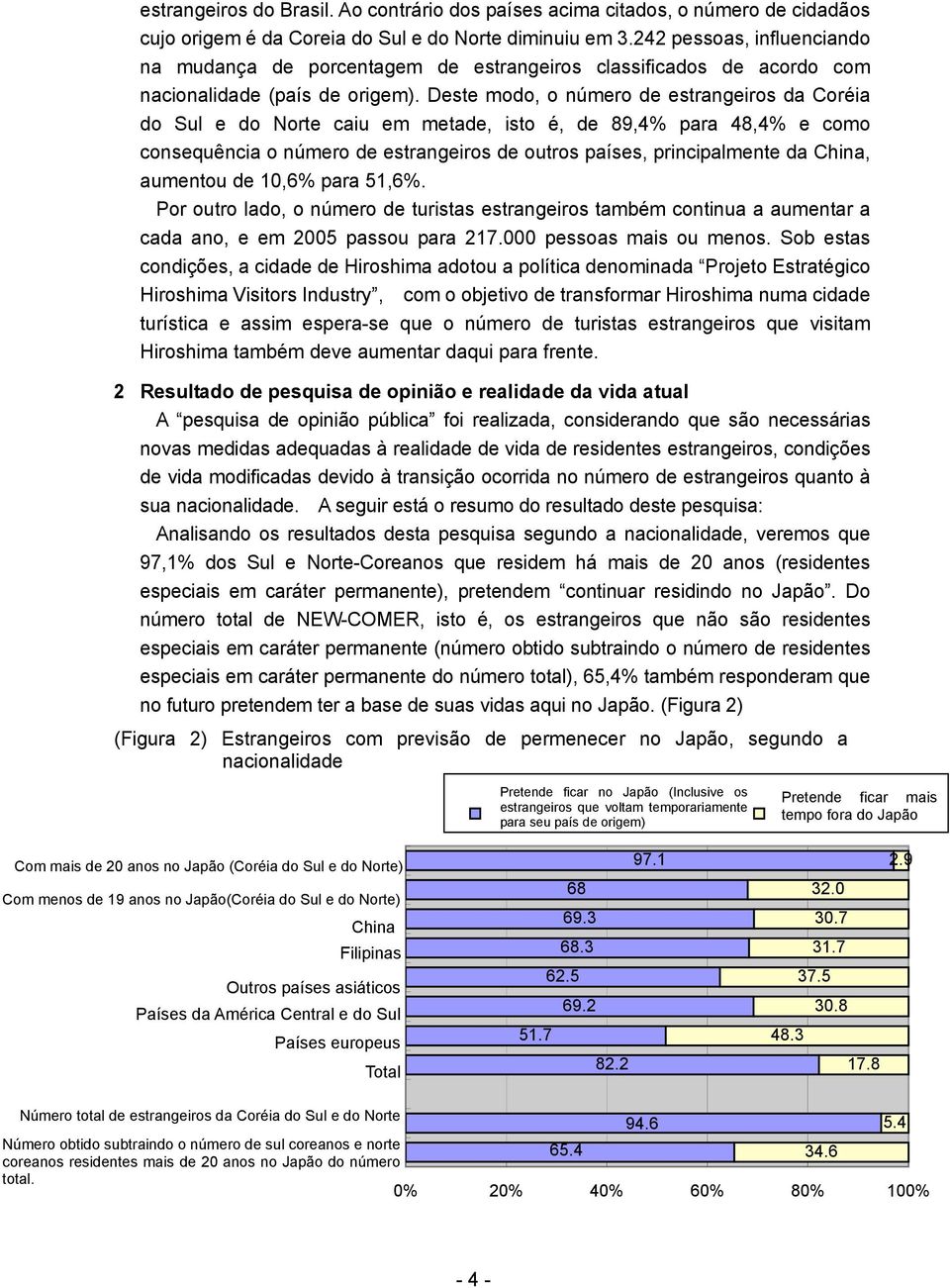 Deste modo, o número de estrangeiros da Coréia do Sul e do Norte caiu em metade, isto é, de 89,4% para 48,4% e como consequência o número de estrangeiros de outros países, principalmente da China,