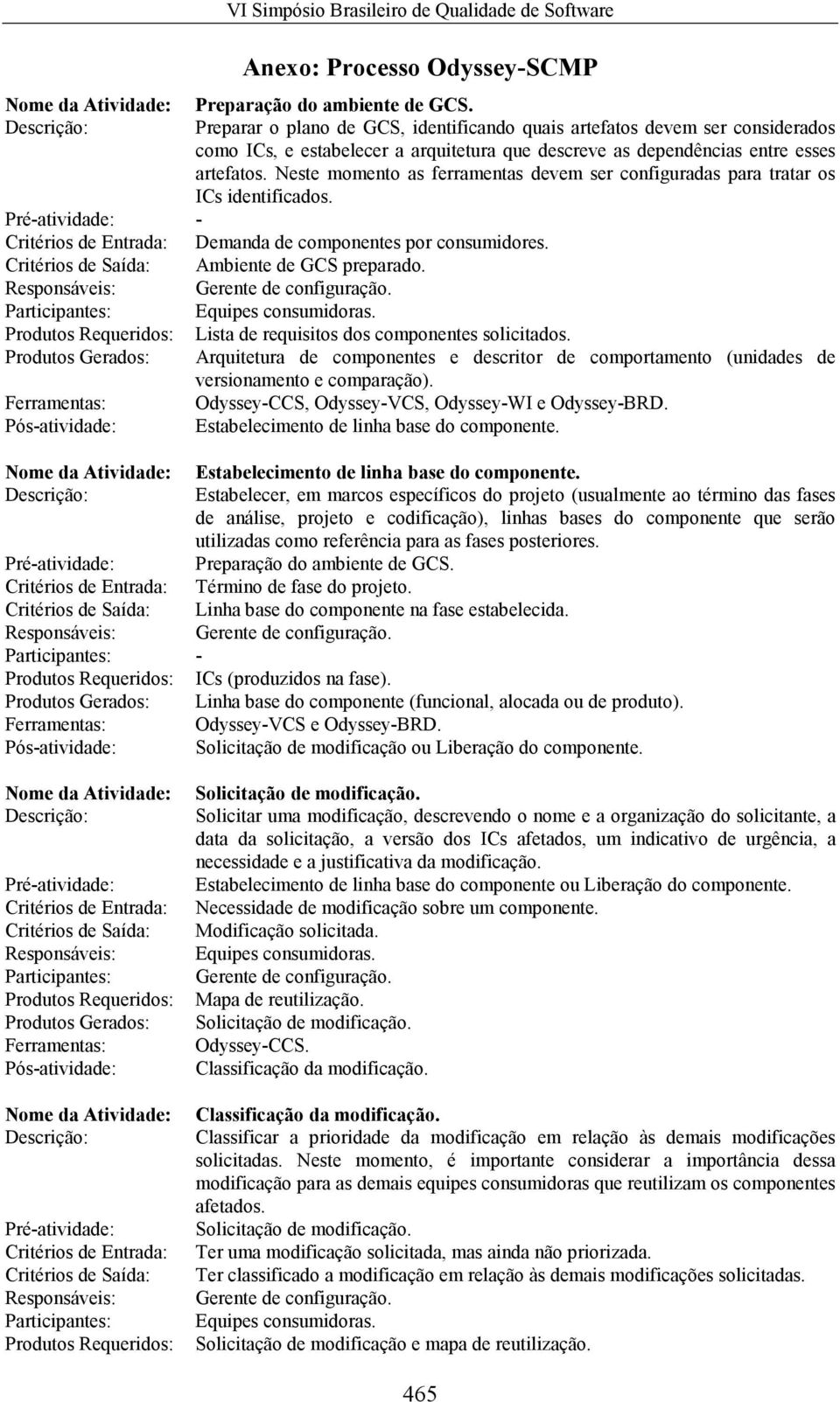 Neste momento as ferramentas devem ser configuradas para tratar os ICs identificados. Pré-atividade: - Critérios de Entrada: Demanda de componentes por consumidores.