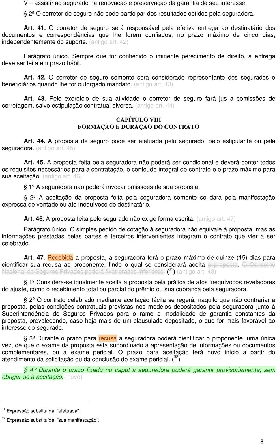 (antigo art. 42) Parágrafo único. Sempre que for conhecido o iminente perecimento de direito, a entrega deve ser feita em prazo hábil. Art. 42. O corretor de seguro somente será considerado representante dos segurados e beneficiários quando lhe for outorgado mandato.