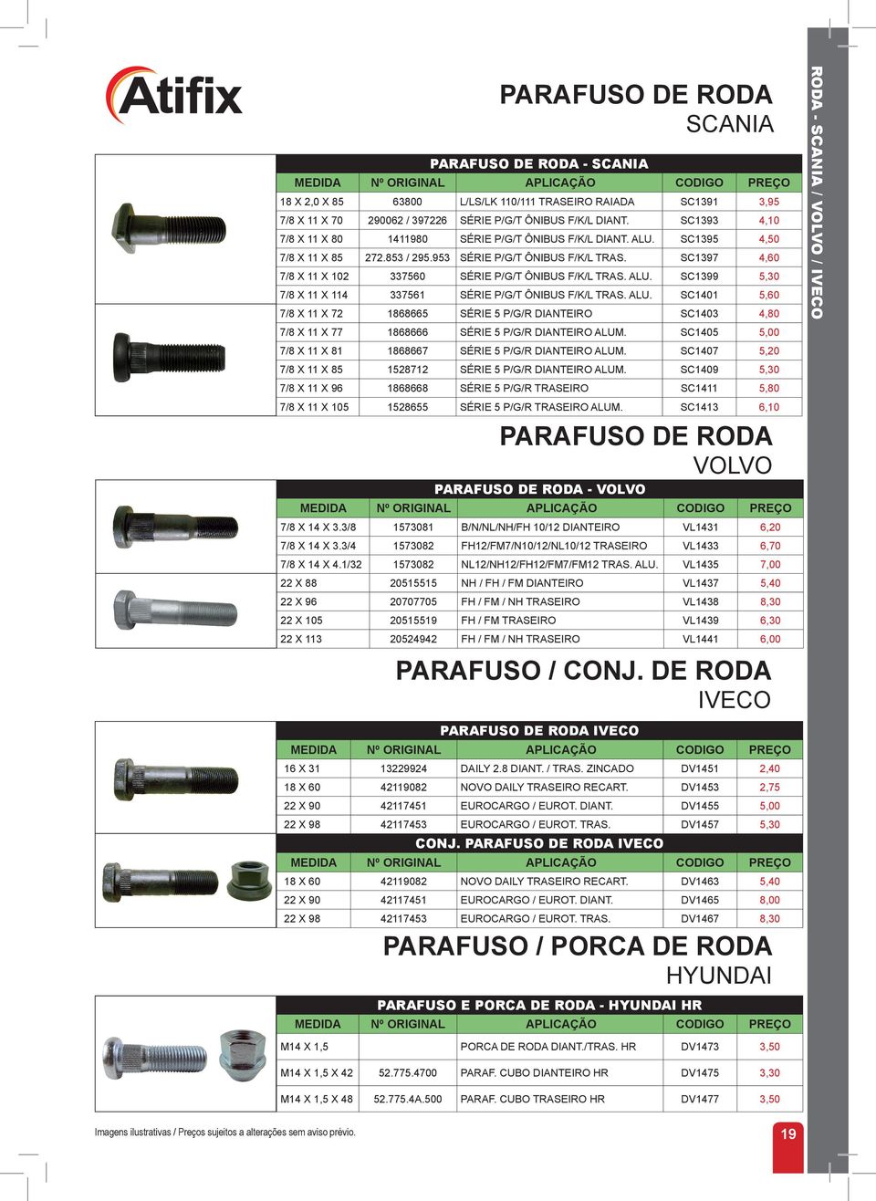 SC1397 4,60 7/8 X 11 X 102 337560 SÉRIE P/G/T ÔNIBUS F/K/L TRAS. ALU. SC1399 5,30 7/8 X 11 X 114 337561 SÉRIE P/G/T ÔNIBUS F/K/L TRAS. ALU. SC1401 5,60 7/8 X 11 X 72 1868665 SÉRIE 5 P/G/R DIANTEIRO SC1403 4,80 7/8 X 11 X 77 1868666 SÉRIE 5 P/G/R DIANTEIRO ALUM.