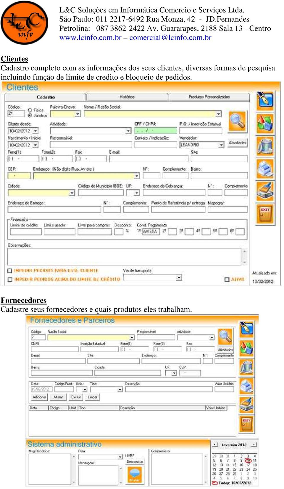 de limite de credito e bloqueio de pedidos.